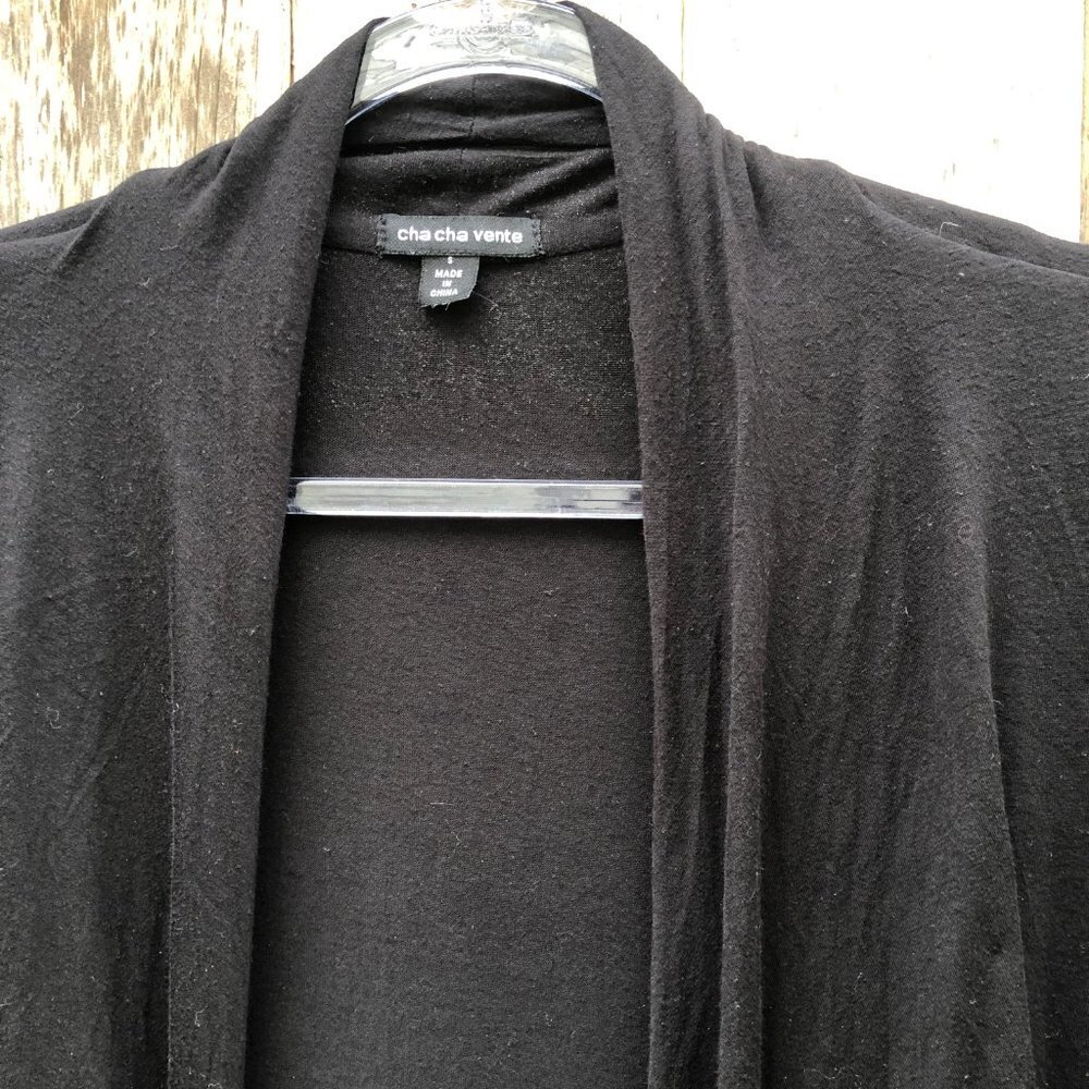 Cha Cha Vente Black Lightweight Long Sleeve Tiered Cardigan Small - Picture 2 of 8